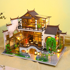 弘達DIY小屋 古風詩情画意 木製手作り建築組み立て大型別荘 クリエイティブ玩具 ギフト