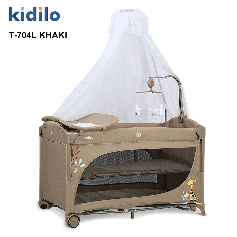 Kidilo Cama plegable portátil, cama de recién nacidos con pañales, lavabo de juego, cama de doble uso para dormir
