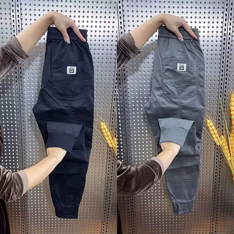 Летние повседневные спортивные брюки для мужчин, модные весенние брюки-джоггеры в корейском стиле, стильные укороченные брюки-шаровары.