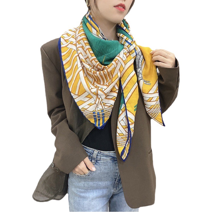 Bufanda de Venta caliente transfronteriza para mujeres 2023 a principios de la primavera bufanda cuadrada de espiga elegante chal largo de doble uso viajes de vacaciones
