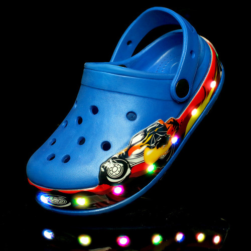 LED Light Shoes Children's Crocs Summer Children's Shoes Sandals 24 New Slippers Beach Shoes Hollow Baby Shoes Wholesale