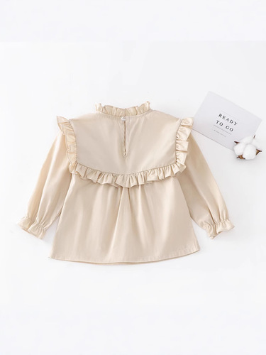 New girls 'summer shirts, Western-style fashionable girls' long-sleeved shirts, summer embroidery flowers, children's clothes
