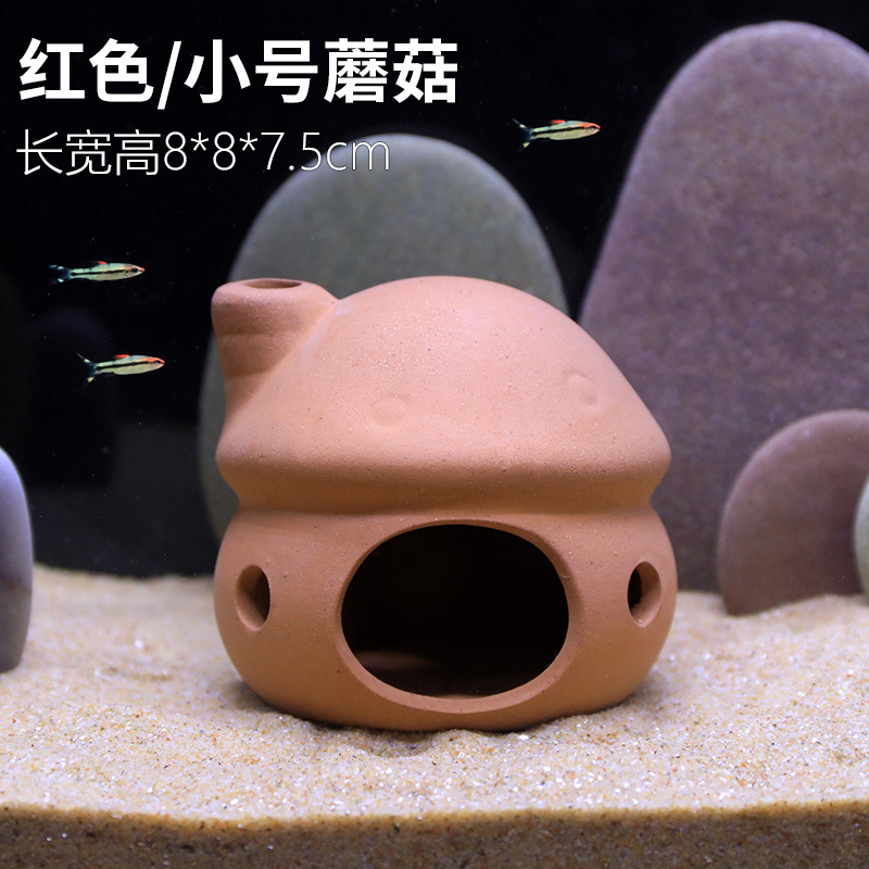 水槽キノコハウス装飾品陶器ポット隠れ家クリエイティブセラミックパッケージ装飾ハウス造園エビの巣エビポット隠れ家|undefined