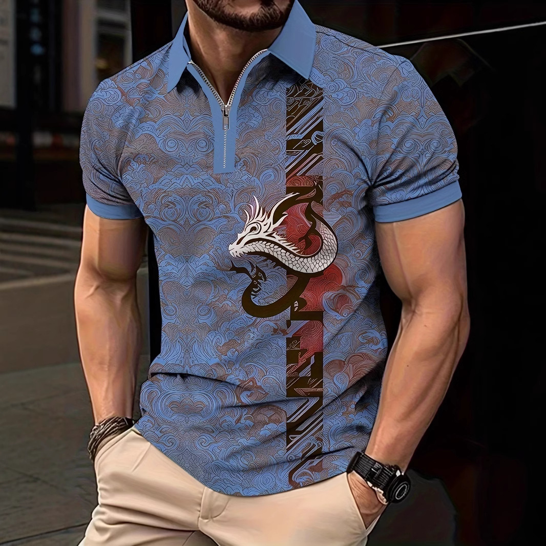 Ropa de hombre verano nueva tendencia tendencia suelta tendencia de moda alta calidad manga corta cremallera POLO camisa MB13