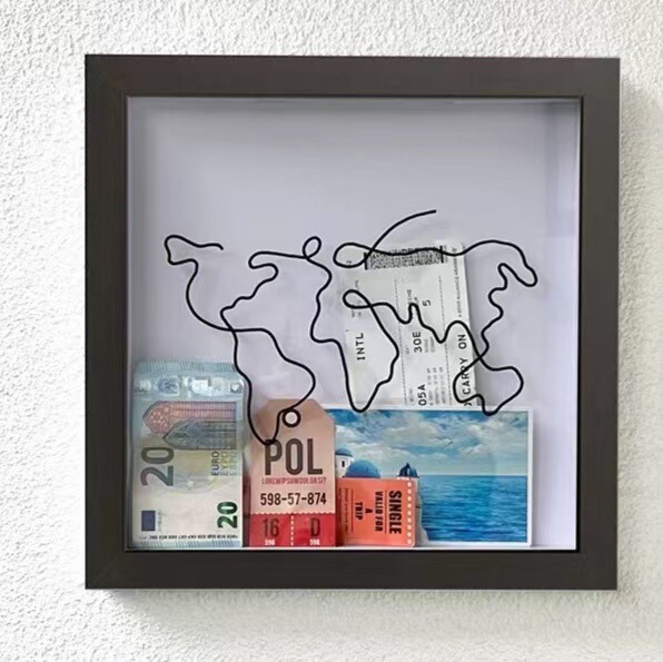 Ticket Storage Box, Postcard Souvenir Money Box, Map Box, Photo Frame, Piggy Bank, Photo Storage Frame