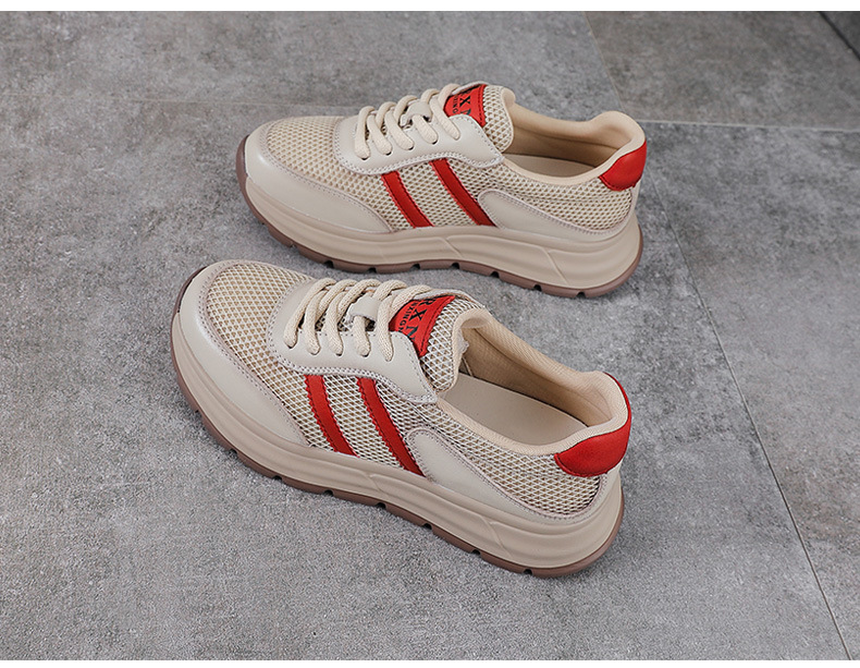 Giày sneaker nữ chunky đế dày lưới thoáng khí phối màu — màu vàng chi tiết 11