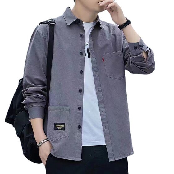 2023 Spring and Autumn Men's Workwear Long-Sleeved Shirts Casual Loose Version No-Iron Business Shirts Men's Jackets Cross-Border
