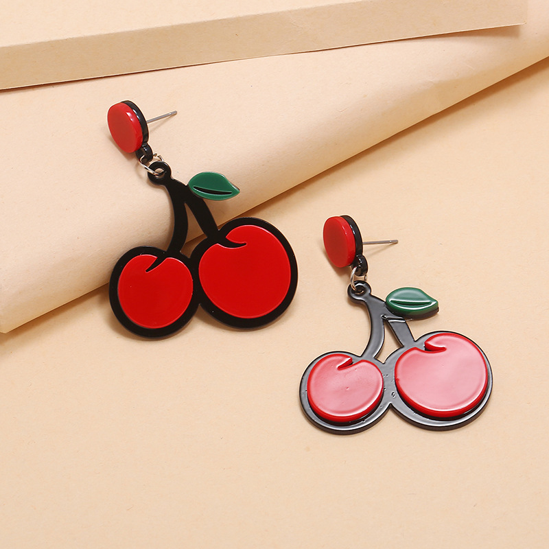 European And American Fashion Indie Pop, Sweet And Cute Fruit Earrings Personality Simple Trend Exaggerated Versatile Red Cherry Earrings display picture 8