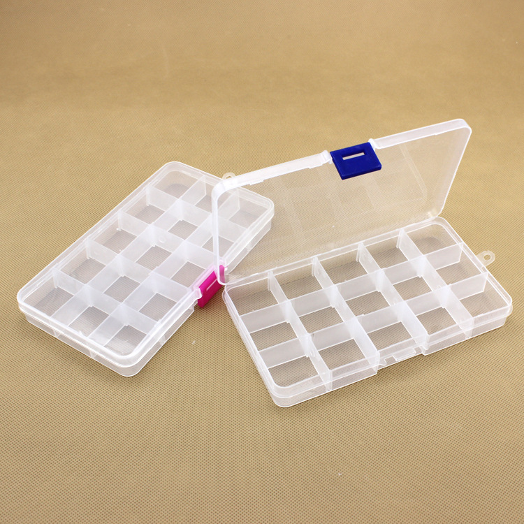 透明可拆小号15格收纳盒子塑料盒零件元器件渔具盒首饰品PP包装盒|ms