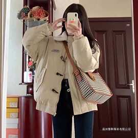 ins韩系加绒加厚外套女秋冬季新款羊羔毛绒夹克宽松百搭棉衣棉服