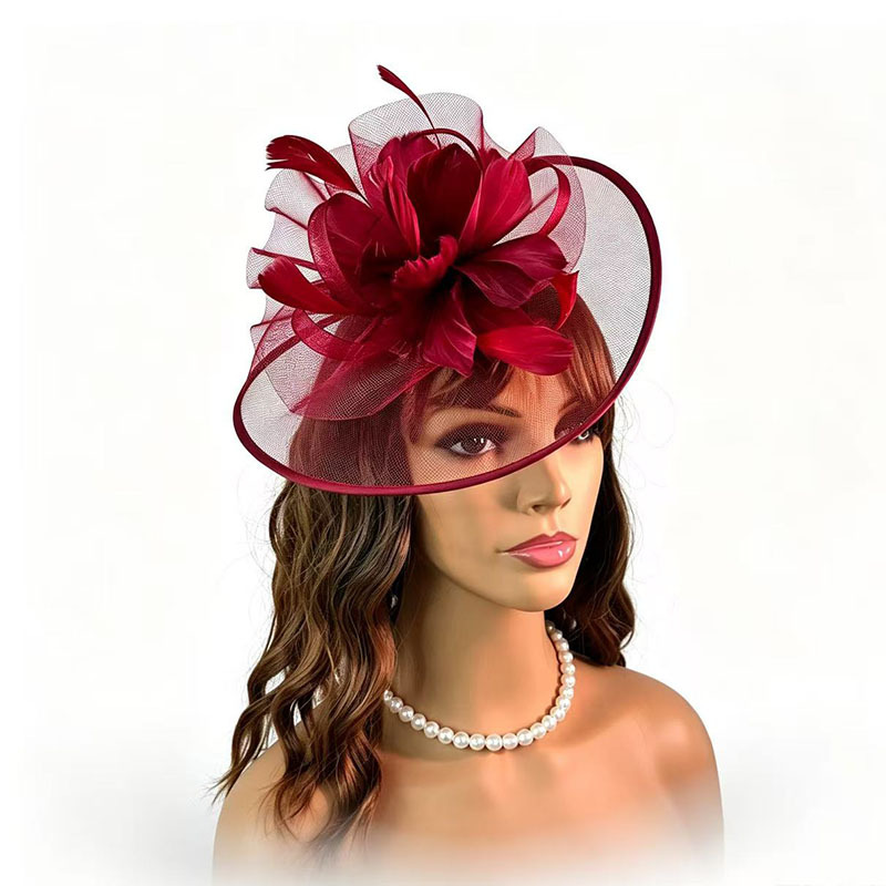 European and American vintage bridal mesh hair accessories, popular on Xiyin, feather headpiece for weddings, parties, tea gatherings, and horse racing festivals