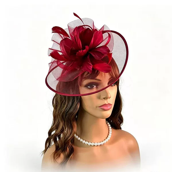 European and American vintage bridal mesh hair accessories, popular on Xiyin, feather headpiece for weddings, parties, tea gatherings, and horse racing festivals