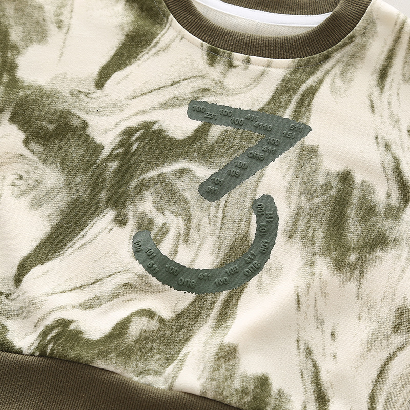 Conjunto de dos piezas con leggings casuales y suéter para niños pequeños y medianos con nuevo diseño teñido anudado que da sensación de primavera_voghion.com