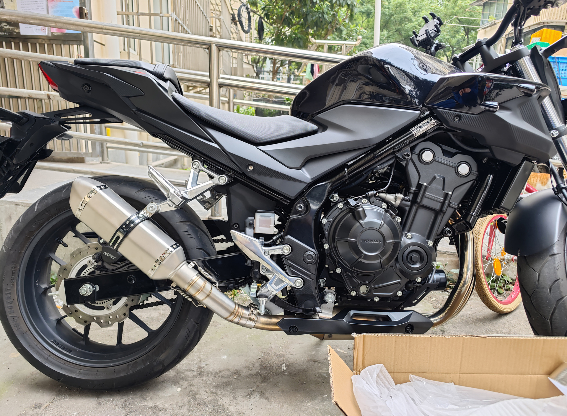 Suitable for Honda CB400F exhaust modification middle section connecting pipe CB400X/R exhaust pipe lossless straight upper modification