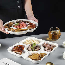 卤水拼盘酒店饭店专用盘子干果点心小吃分格盘多格五格盘陶瓷餐盘