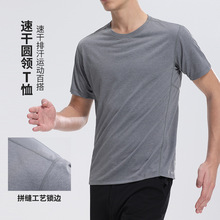 跨境光版涤纶速干t恤男亚马逊ebay健身跑步圆领夏季新款运动短袖