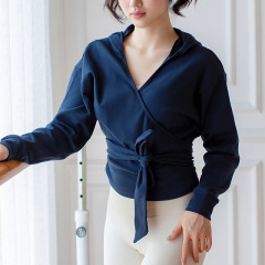 Fall/Winter Cross-Border Fleece-Added Long-Sleeve Yoga Wear with Straps | Fitness Apparel | Sporty Hooded Slim-Fit Yoga Top & Outerwear for Women