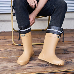 European and American rain boots men's high boots anti-slip fishing rain boots waterproof shoes fleece warm kitchen elasticated rubber shoes car wash booties 