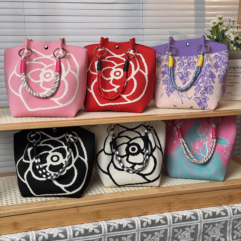 Korean Style Ins Knitted Handbag Large Capacity Tote Bag Wedding Gift Bag Women's Handbag Wholesale in Stock Korean Style Ins Knitted Handbag Large Capacity Tote Bag Wedding Gift Bag Women's Handbag Wholesale in Stock