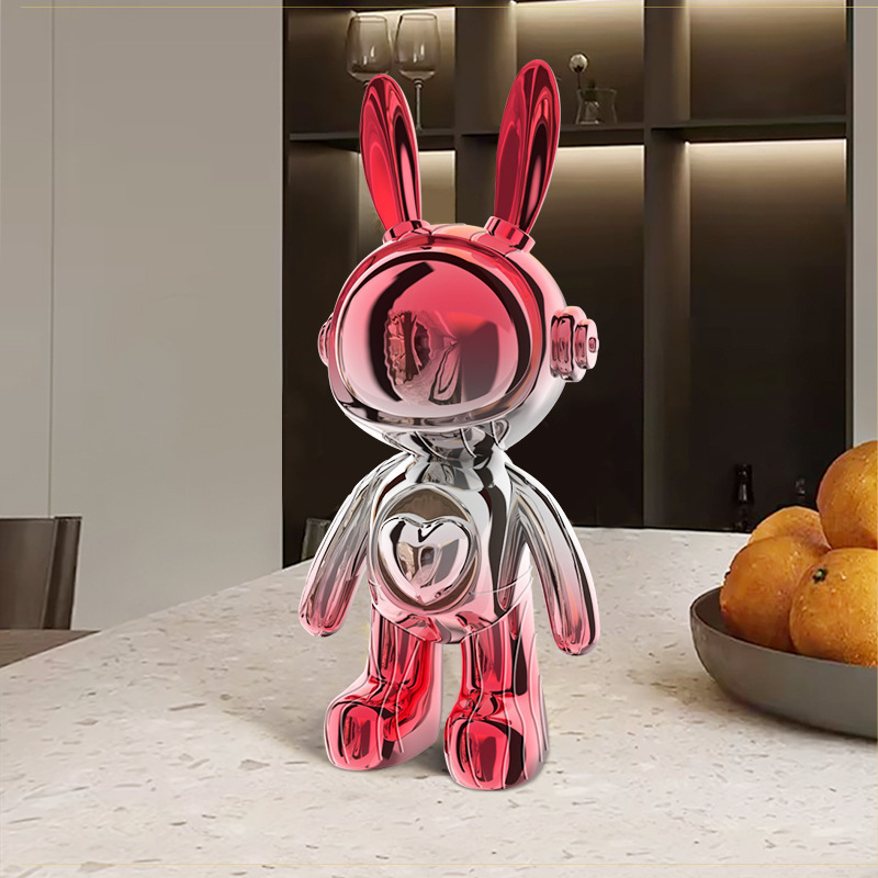 ライト高級装飾品、手作りウサギの装飾品、暴力的なクマ、リビングルームのワインキャビネット、赤ワインラック、バーホテルの装飾|undefined