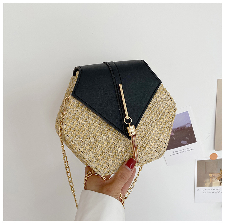 Small Bag Women's 2025 New Korean-style All-match Crossbody Bag Holiday Beach Straw Bag Diamond Chain Shoulder Bag