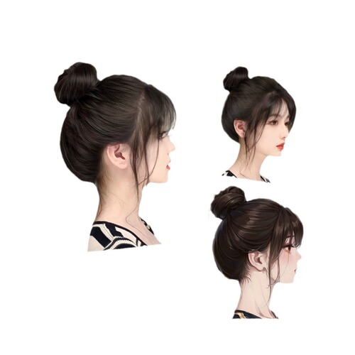 Meatball bud head wig bag Internet celebrity grapefruit skin lazy hair increase volume fluffy round back of the head hair band