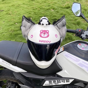 Trending Gray-Black Heavy Industry Beast Ear Helmet Motorcycle Accessories Universal Half Helmet Detachable