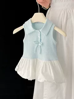 小月龄宝宝裙子夏款超可爱百搭婴幼儿翻领无袖连衣裙婴儿夏季衣服