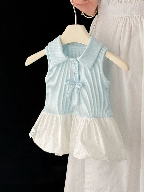 Summer Dress for Young Babies, Super Cute and Versatile, Infant Lapel Sleeveless Dress, Baby Summer Clothing