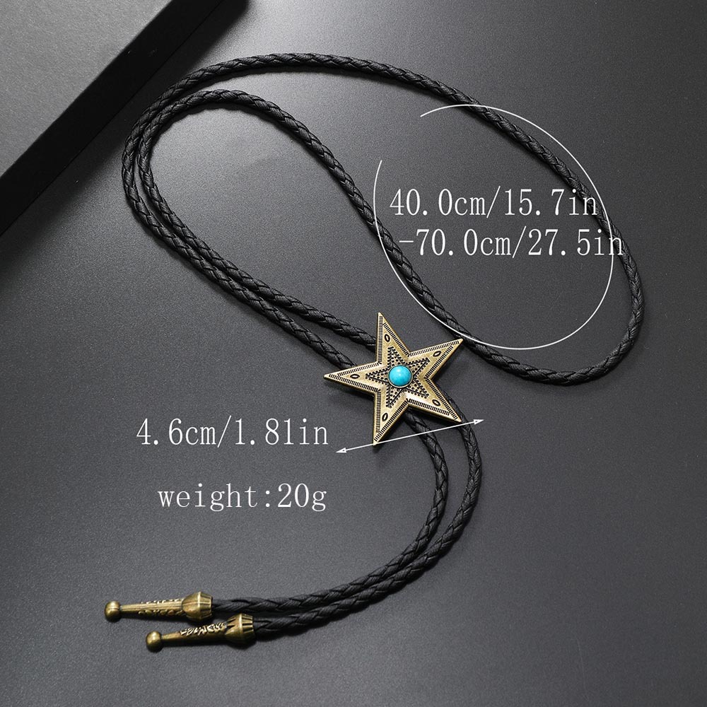Retro Star Pu Leather Alloy Unisex Bolo Tie Necklaces display picture 8