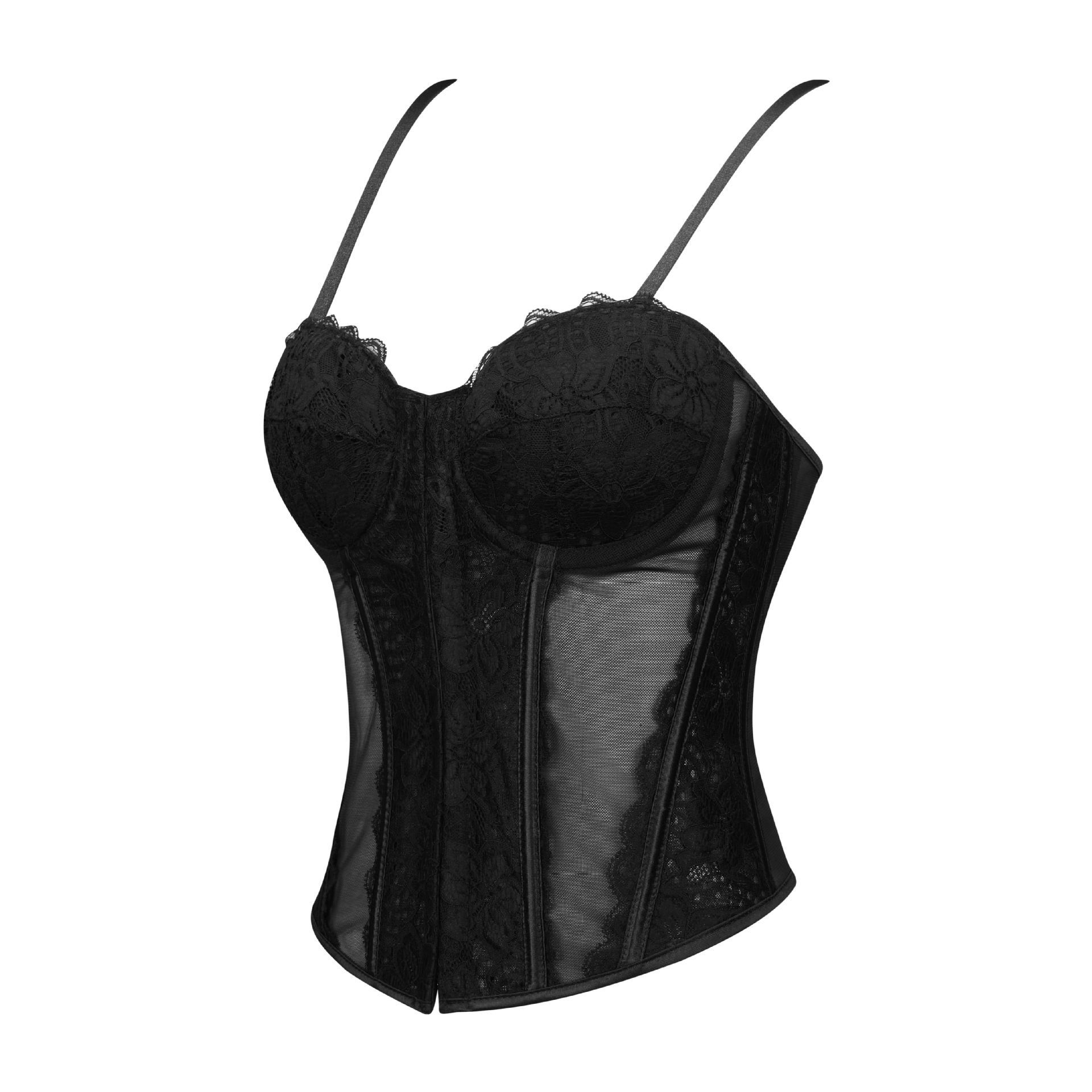 Europa y los Estados Unidos comercio exterior chaqueta de encaje sexy malla perspectiva hueso de pescado cintura de cintura de cintura de cintura trajes de molde transfronterizos