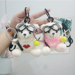 かわいいアスリートクマぬいぐるみペンダントクリエイティブぬいぐるみテニスベアカップルバッグペンダント卸売