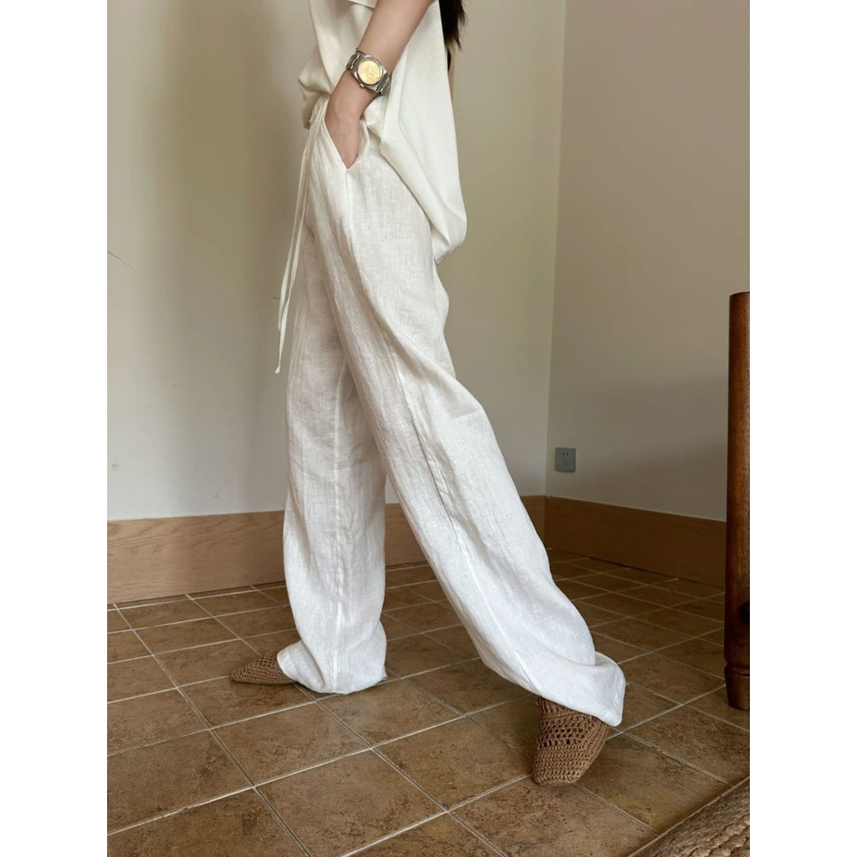 Cross-Border Foreign Trade American Niche Casual Pants for Women Summer New Loose Straight Retro Design Versatile Long Pants