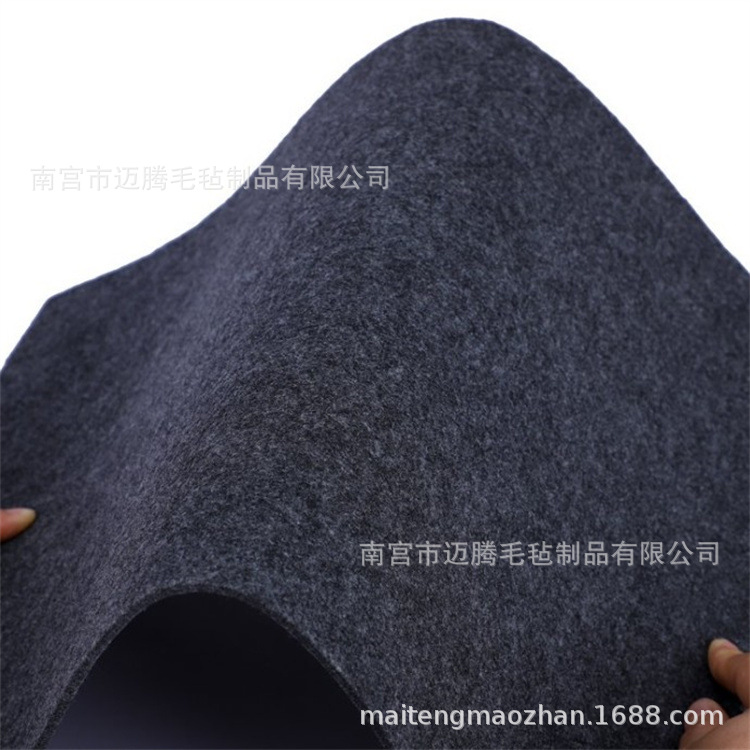工业背胶灰色汽车内饰毛毡布灰色涤纶短纤维针刺无纺布防尘化纤毡
