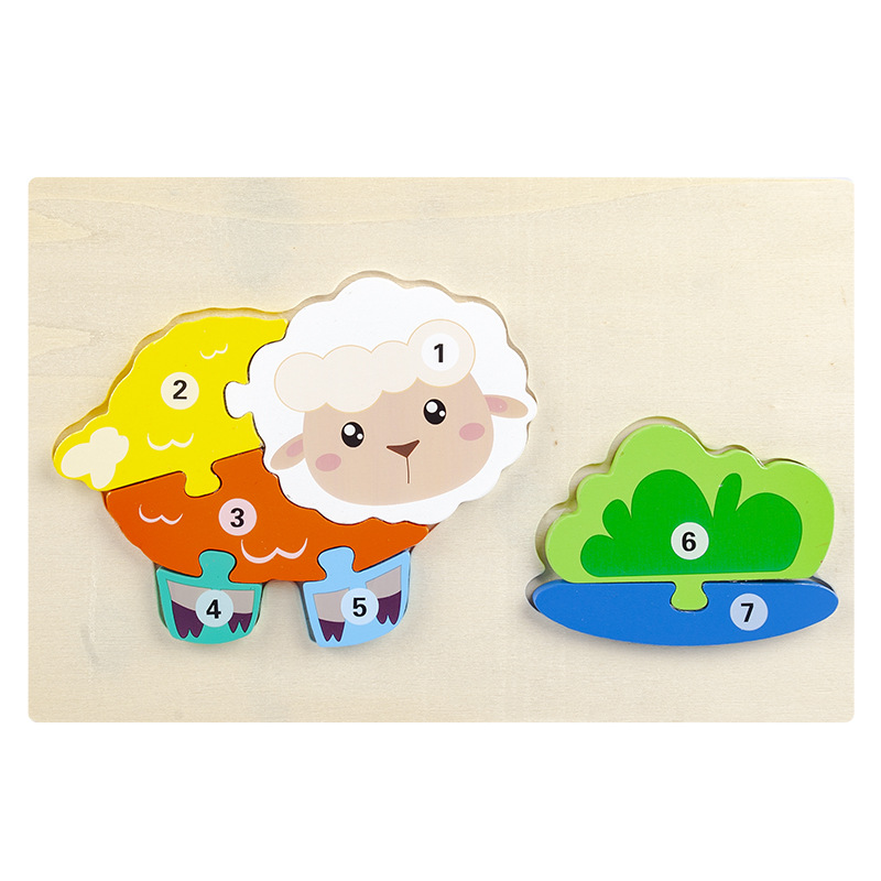 Pensamiento lógico para niños, cadena alimentaria, rompecabezas 3D, tablero de emparejamiento de bloques tridimensional, educación temprana, juguetes de madera educativos