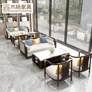 New Chinese-Style Sales Office Negotiation Sofa Hotel Club Lobby Reception Booth Tea House Model Room Furniture