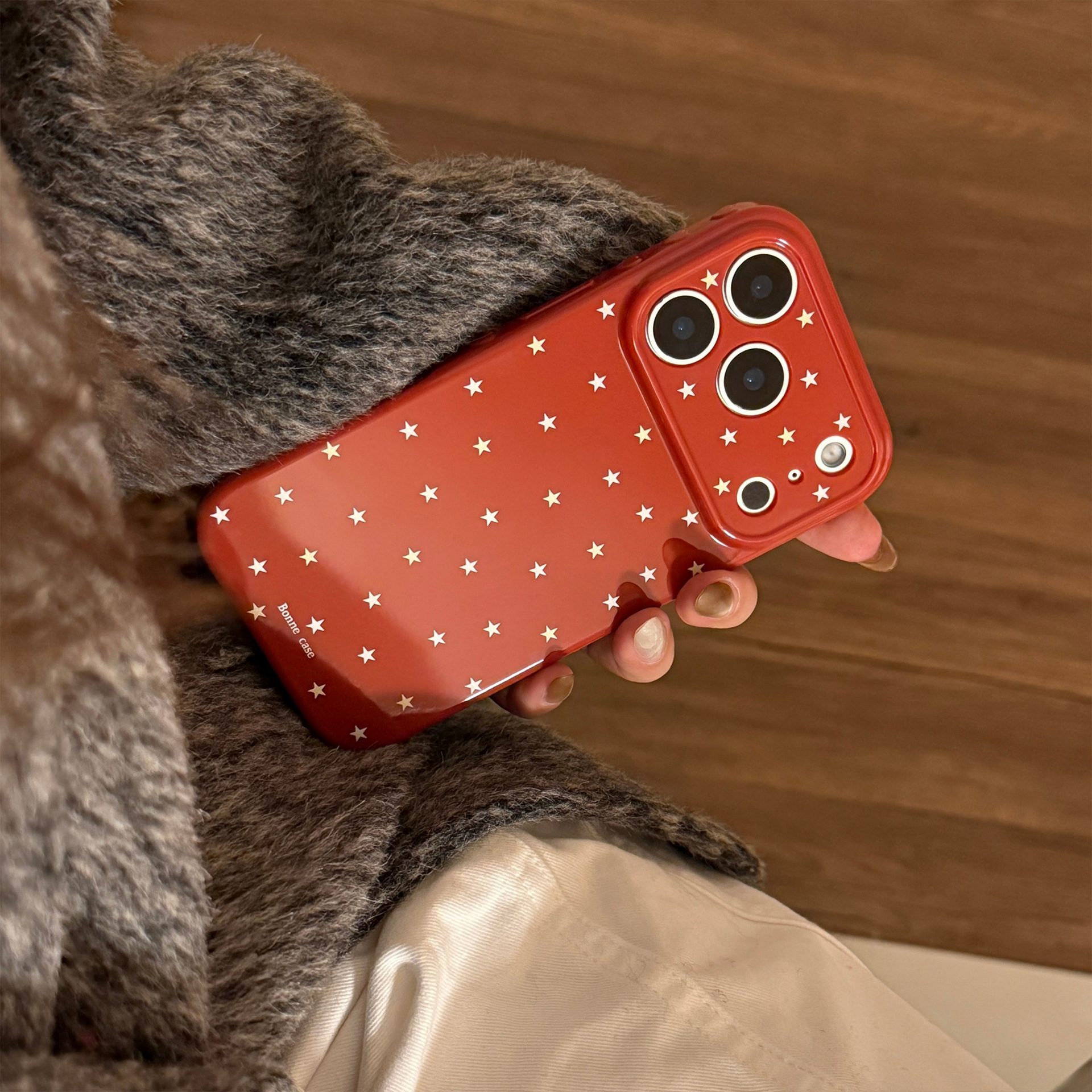 Protective Phone Case For Iphone Burgundy Star Pattern Design_voghion.com