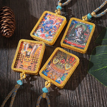 札记民族风拉姆项链饰品项链黑吊坠唐卡文创菩萨藏族文殊金壳黄