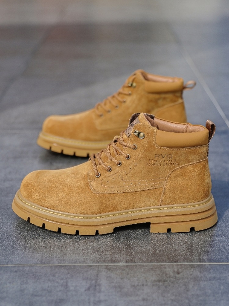 Primavera estate inverno grandi stivali bassi in stile britannico scarpe da lavoro da uomo stivali gialli grandi retrò_voghion.com