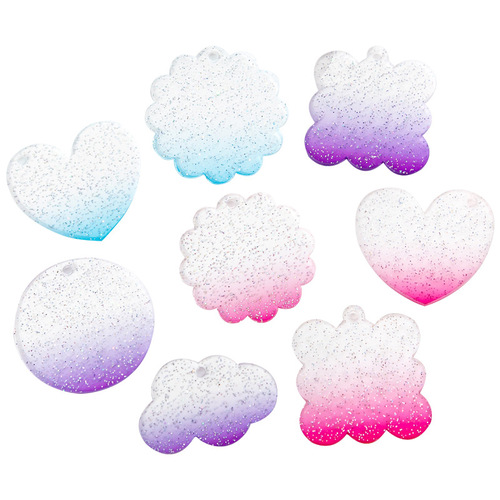 insgu chuck diy handmade transparent gradient glitter love acrylic sheet small disc disc decorative pendant