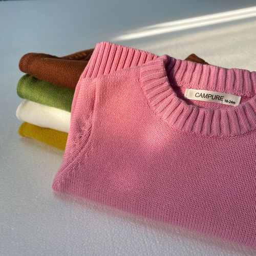 CAMPURE's new autumn and winter baby children's solid color knitted bottoming pullover Korean version warm for boys and girls