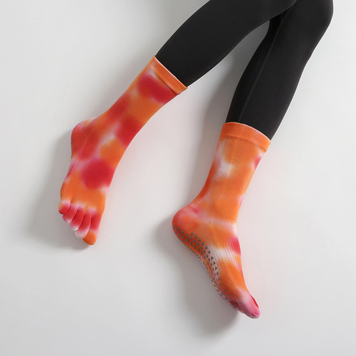 Yoga socks, professional non-slip tie-dye fitness aerobics floor socks, gradient Pilates five-finger sports socks, e-commerce dropshipping