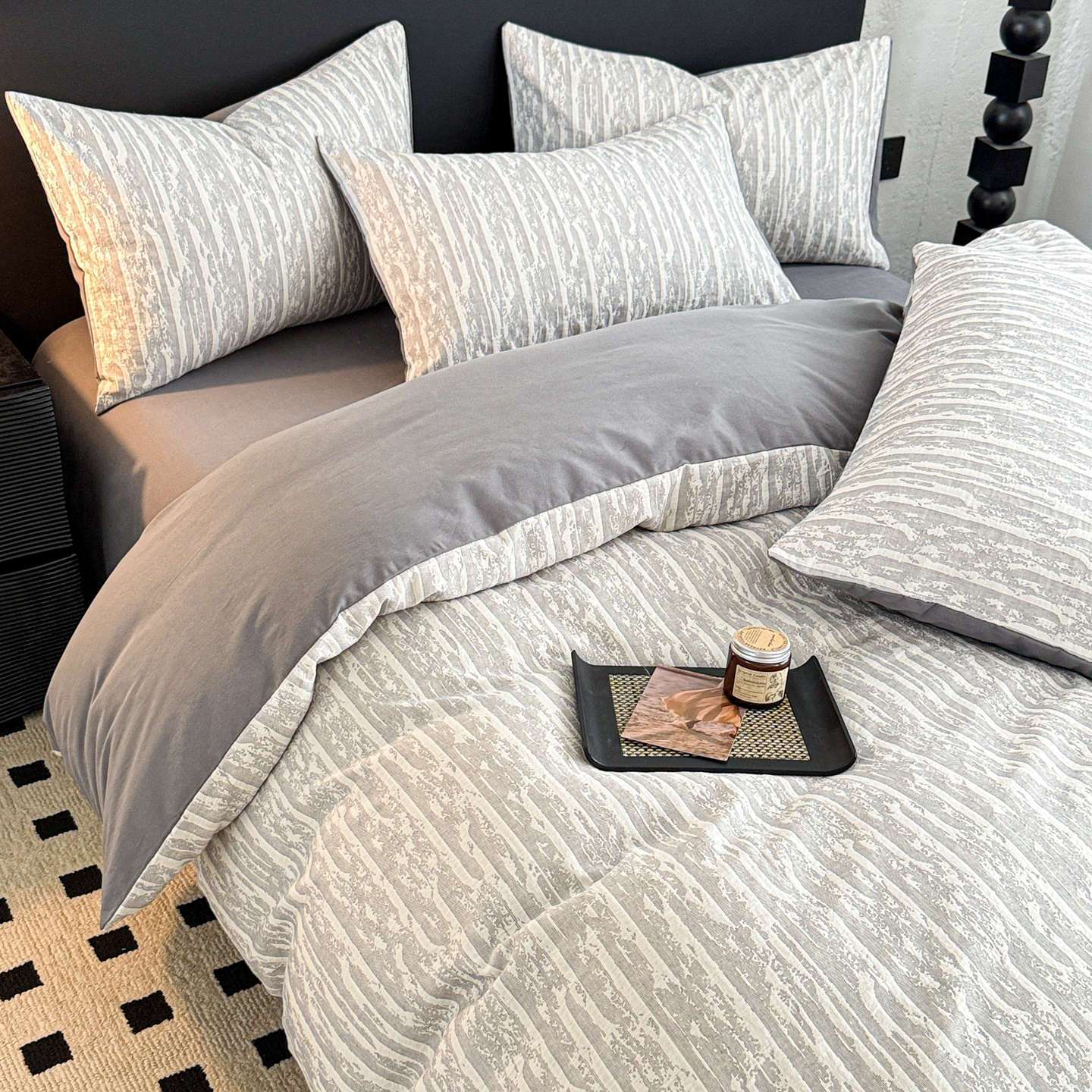 Cama de algodón molido de algodón largo conjunto de cuatro piezas de algodón puro 2025 nuevo lujo ligero de alta sensación sábanas cubierta de tres piezas