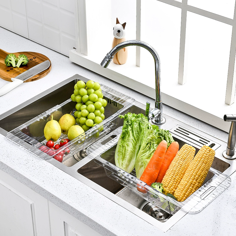 Sink storage rack Household kitchen telescopic drain basket Fruit and vegetable basket dish washing chopsticks multi-functional washing basket drain rack