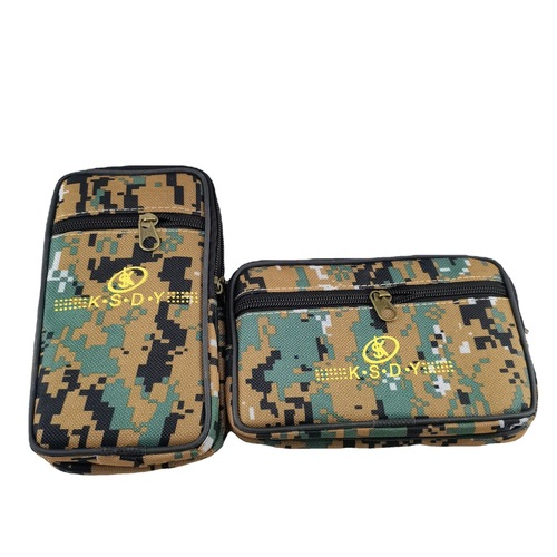 Manufacturer wholesale new men's canvas waist bag 7 inches flat mouth camouflage belt enlarged mobile phone bag sundry bag