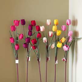 假花塑料绢花装饰头落地高花摆设5仿真郁金香花艺客厅干花紫色