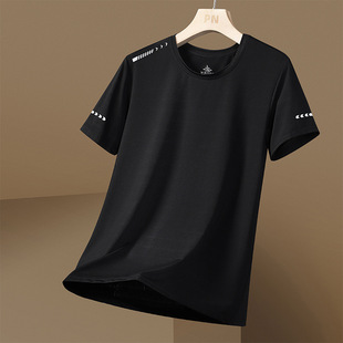 Cross-Border Wholesale Group Purchase Men's Summer Ice Silk Sports Casual Quick-Drying T-Shirt Ice-Feel Short-Sleeved Casual Versatile Tops