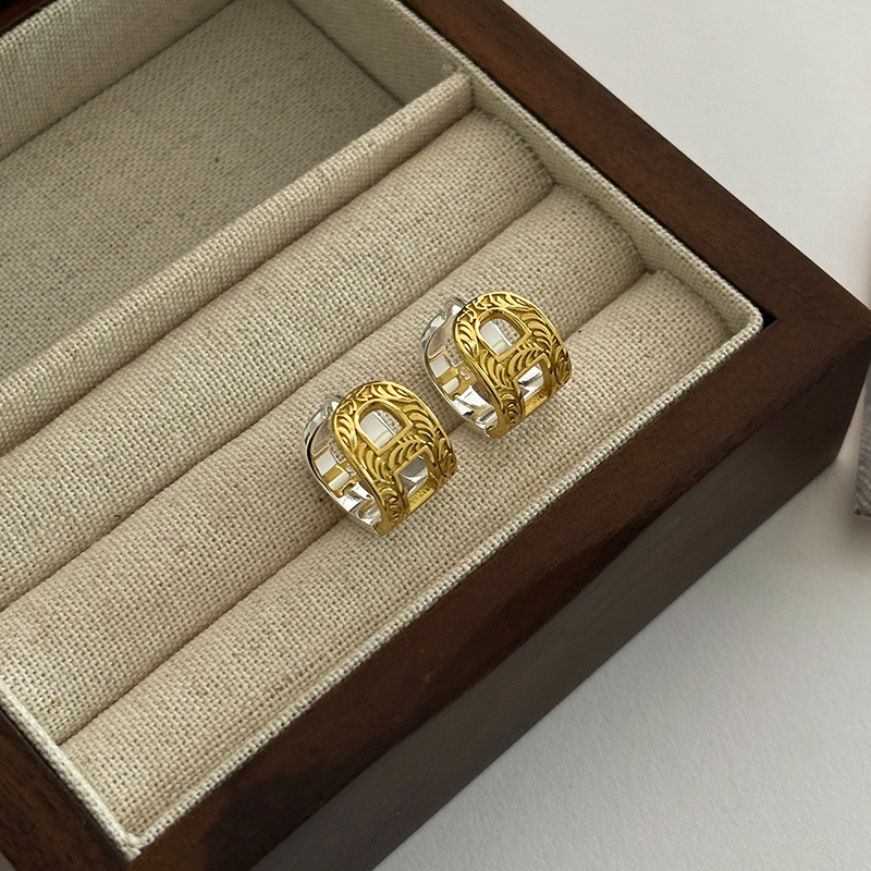 S pure silver Tang grass double-sided wearable color blocking for women, Japan South Korea, minimalist niche design,_voghion.com