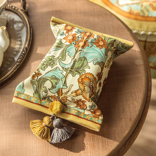 Retro home living room and bedroom multi-purpose tissue box high-end tissue box printed pattern canvas art car tissue box