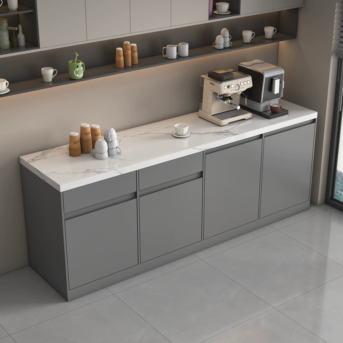 Встроенный шкаф для чайной барной компании из массива дерева, офисный стол для мытья и резки, столешница для хранения, водный бар, крепление к стене